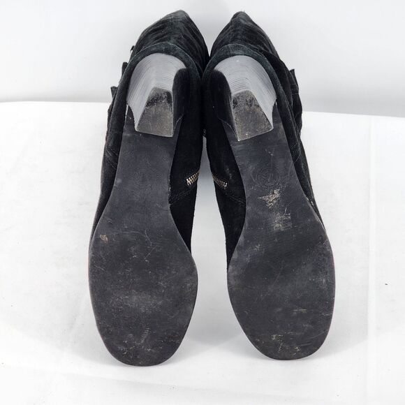 Michael Kors Buckle Suede Leather Black Tall Heeled Boots Size 10 - Picture 7 of 14